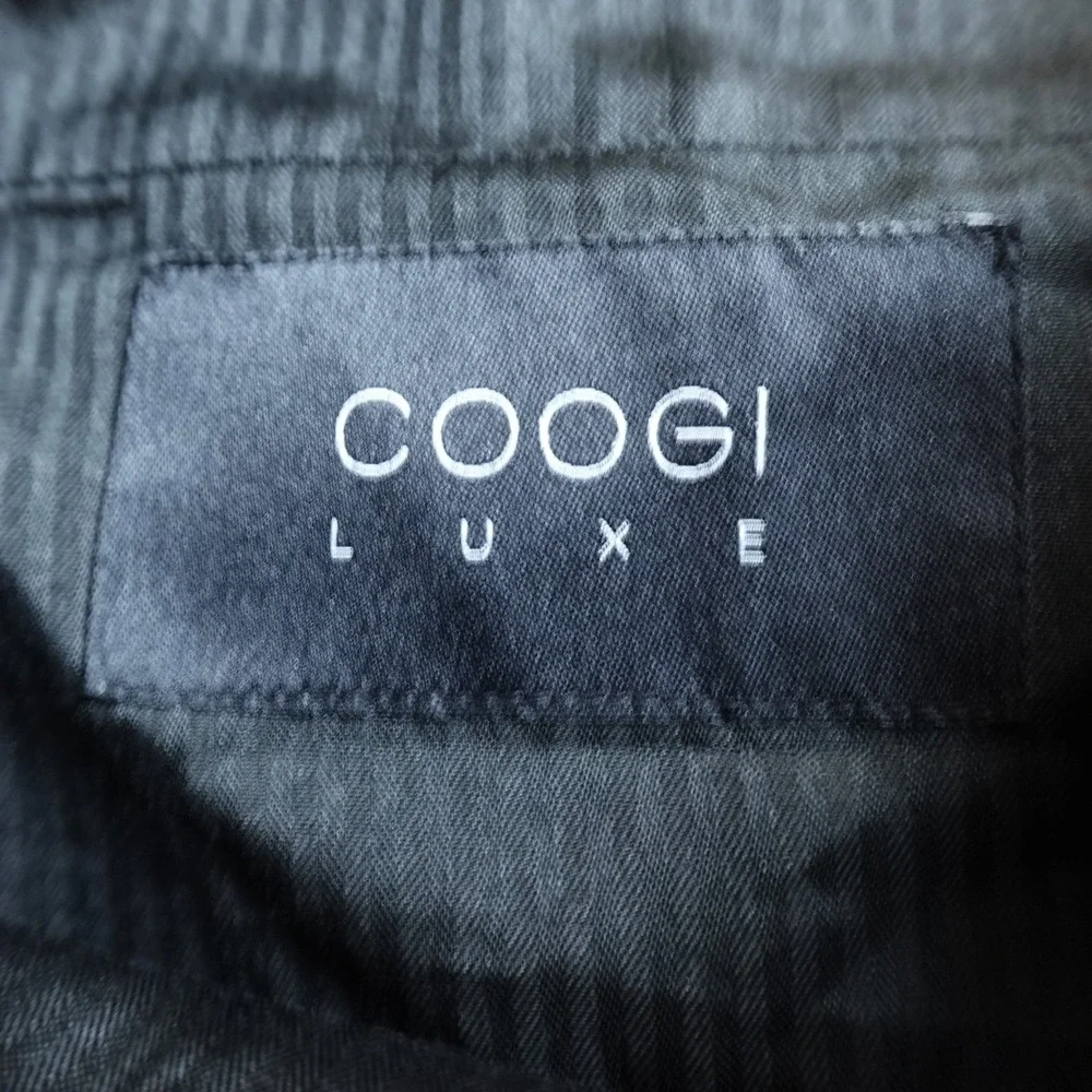 Coogi Pants Mens 38X31 Black Gray Wool Chino Trouser Dress Slacks Flat‎ Front